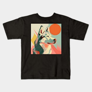 Alaskan Malamute in 70's Kids T-Shirt